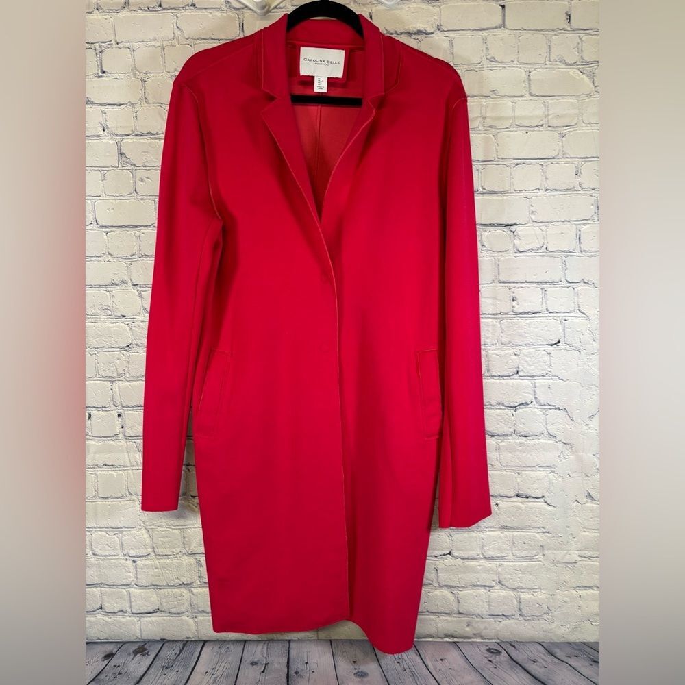 Carolina Bella Montreal Watermelon Red Longline Lightweight Overcoat Jacket L